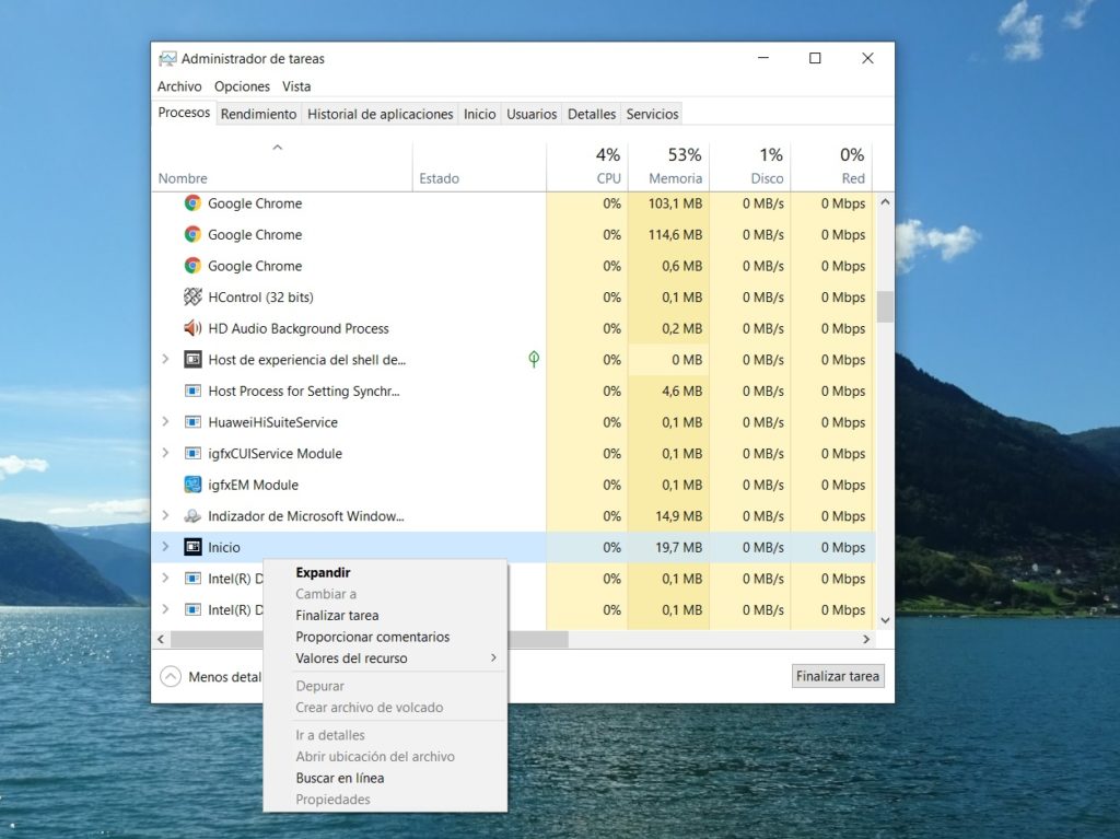 Reiniciar menu inicio